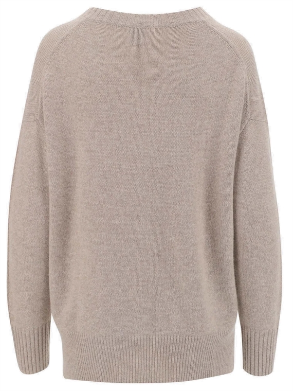 Allude Cashmere Ribkant Sweather, Lysebrun 